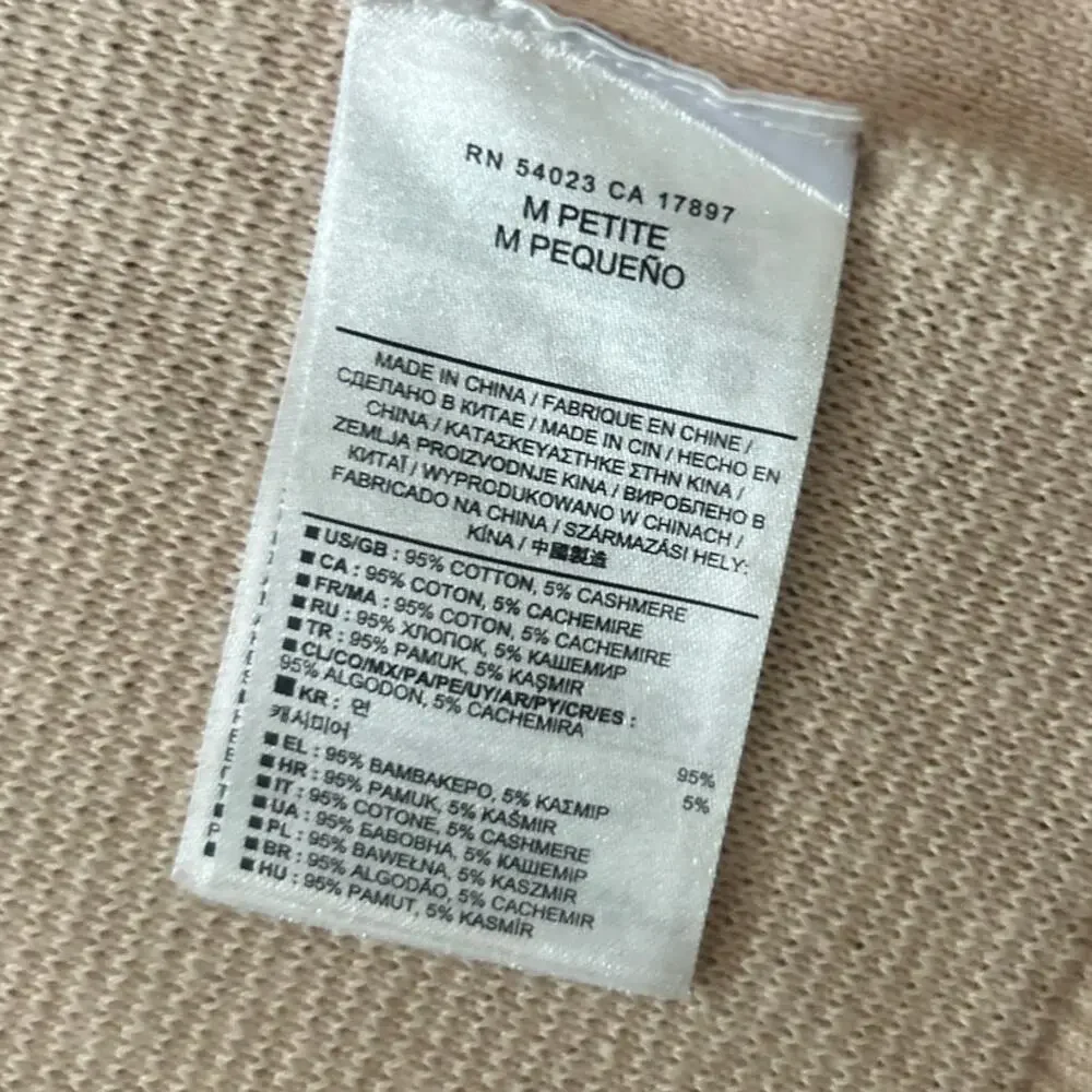 BANANA REPUBLIC Pima Cotton Crewneck Split Sides Cashmere Sweater Petal Pink PM